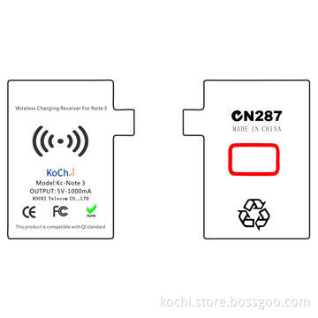 Wireless Charger, Receiver for Samsung Galaxy Note 3